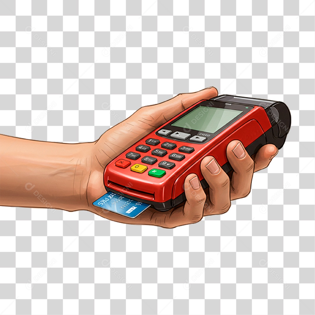 Mão Segurando Máquina de Cartão PNG Transparente