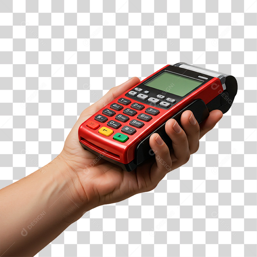 Mão Segurando Máquina de Cartão PNG Transparente