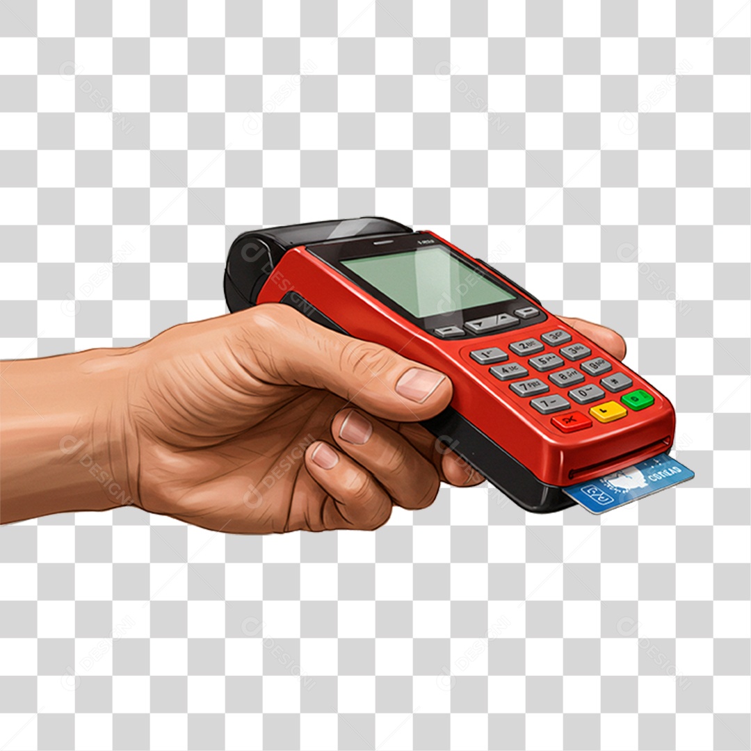 Mão Segurando Máquina de Cartão PNG Transparente