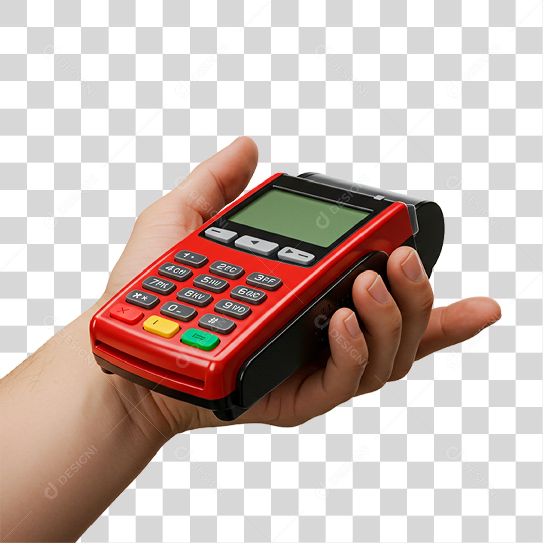 Mão Segurando Máquina de Cartão PNG Transparente