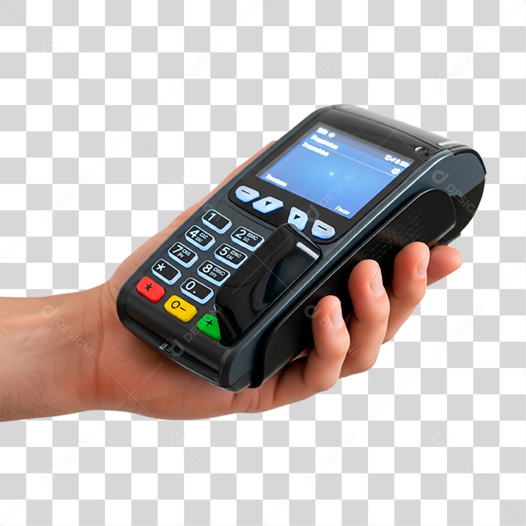 Mão Segurando Máquina de Cartão PNG Transparente