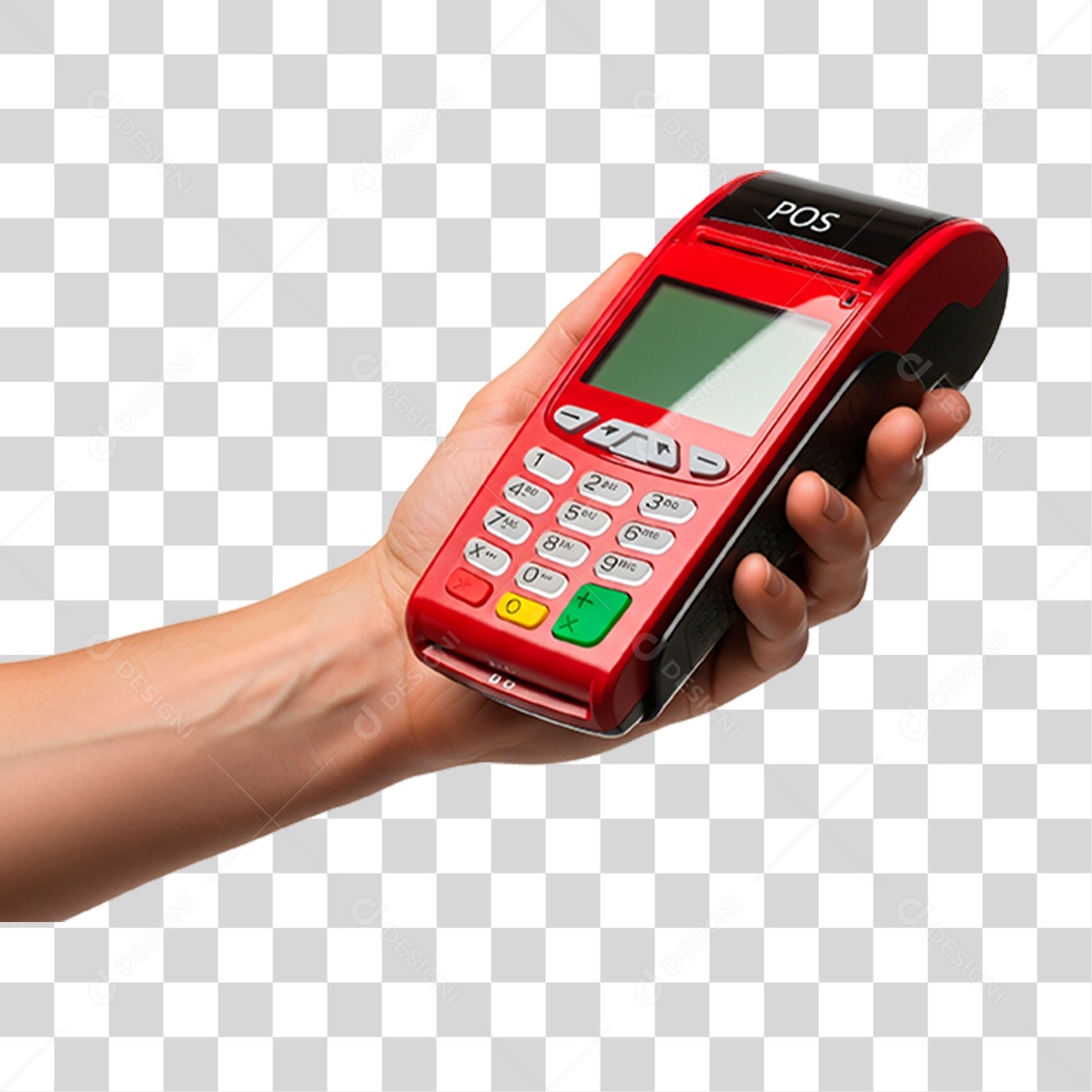 Mão Segurando Máquina de Cartão PNG Transparente