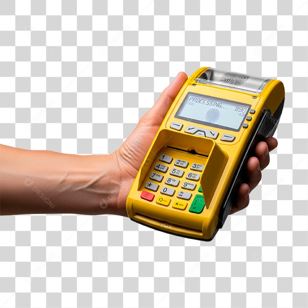 Mão Segurando Máquina de Cartão PNG Transparente