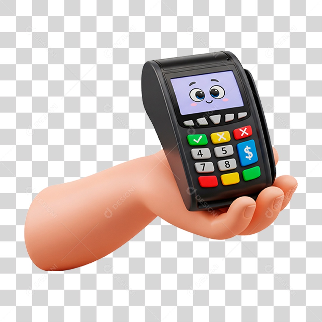Mão Segurando Máquina de Cartão PNG Transparente