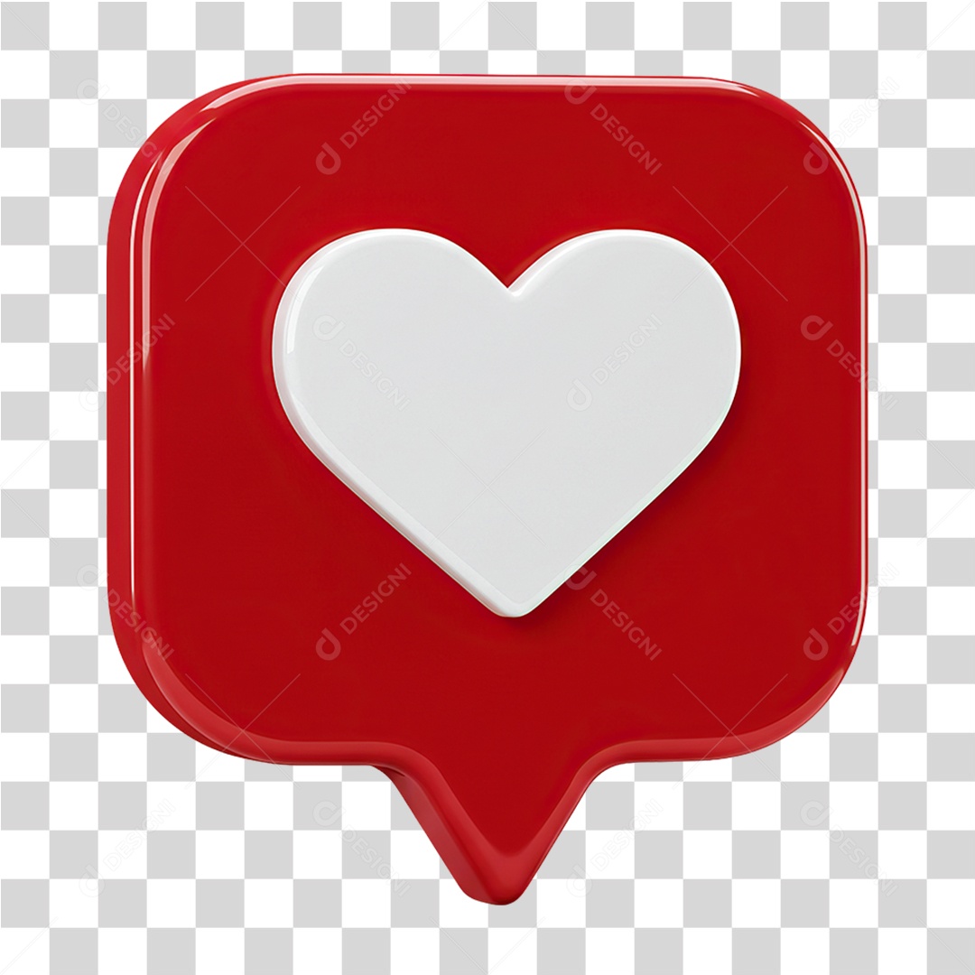 Ícone 3D Coração PNG Transparente