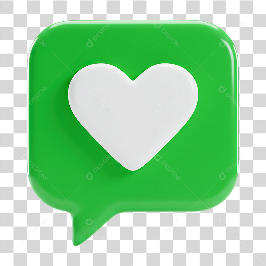 Ícone 3D Coração PNG Transparente