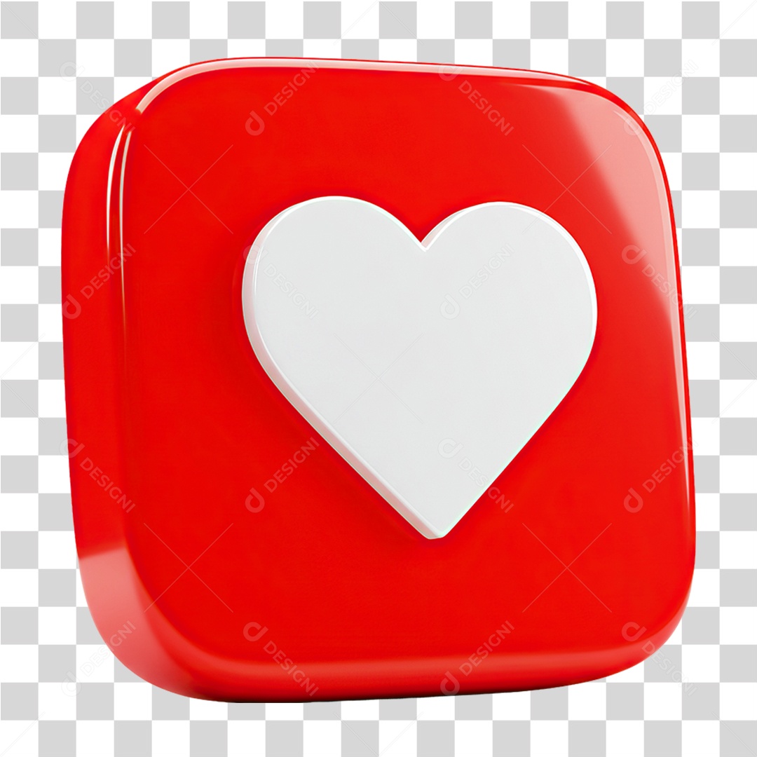 Ícone 3D Coração PNG Transparente