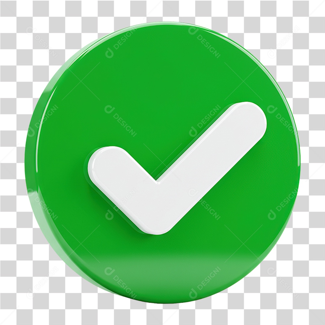 Ícone 3D Check Verde PNG Transparente