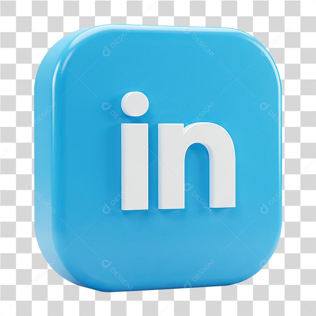 Ícone 3D Símbolo Linkedin Rede Social PNG Transparente
