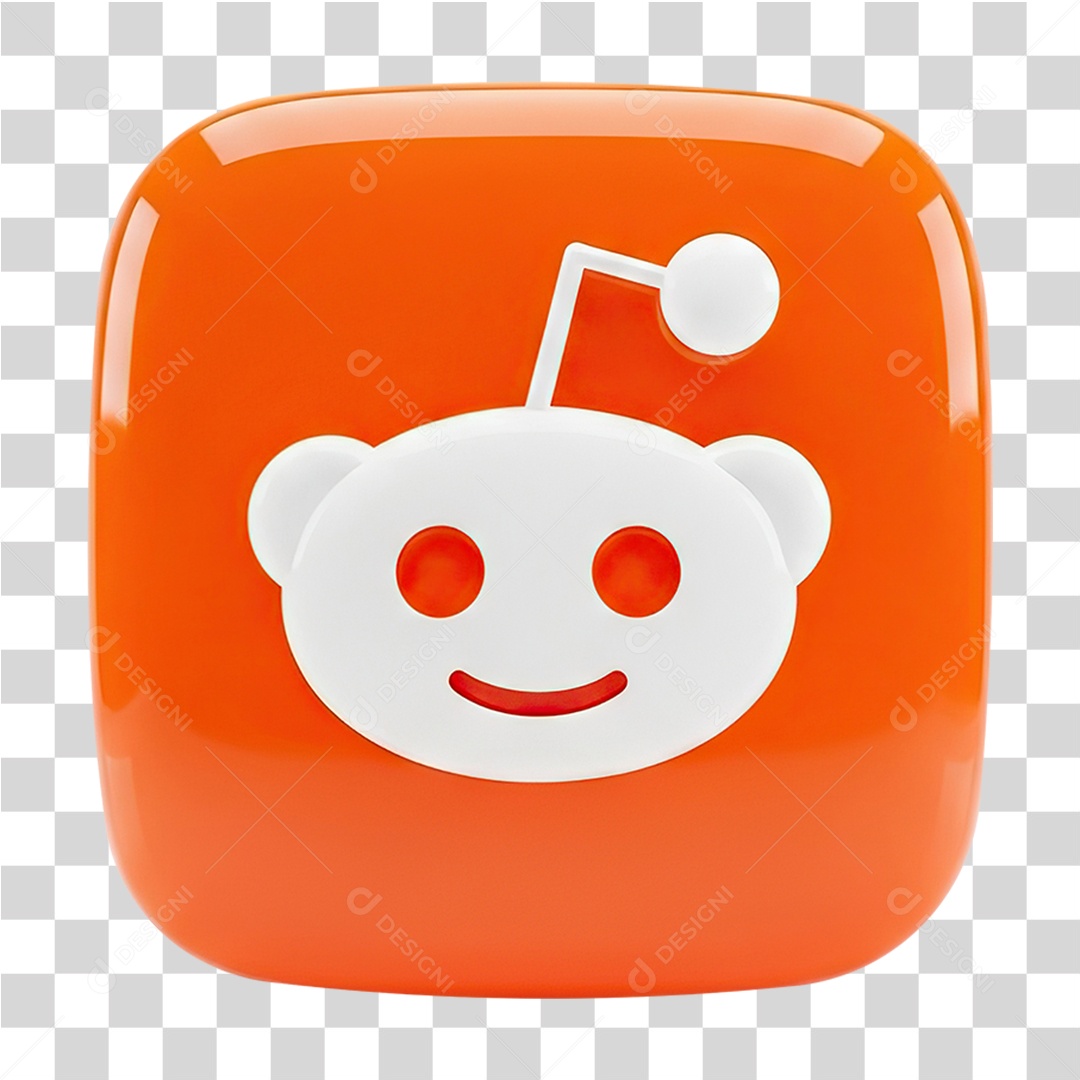 Ícone 3D Símbolo Reddit Rede Social PNG Transparente