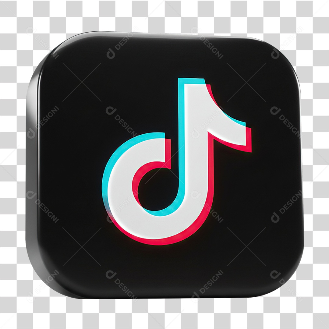 Ícone 3D Símbolo Tiktok Rede Social PNG Transparente