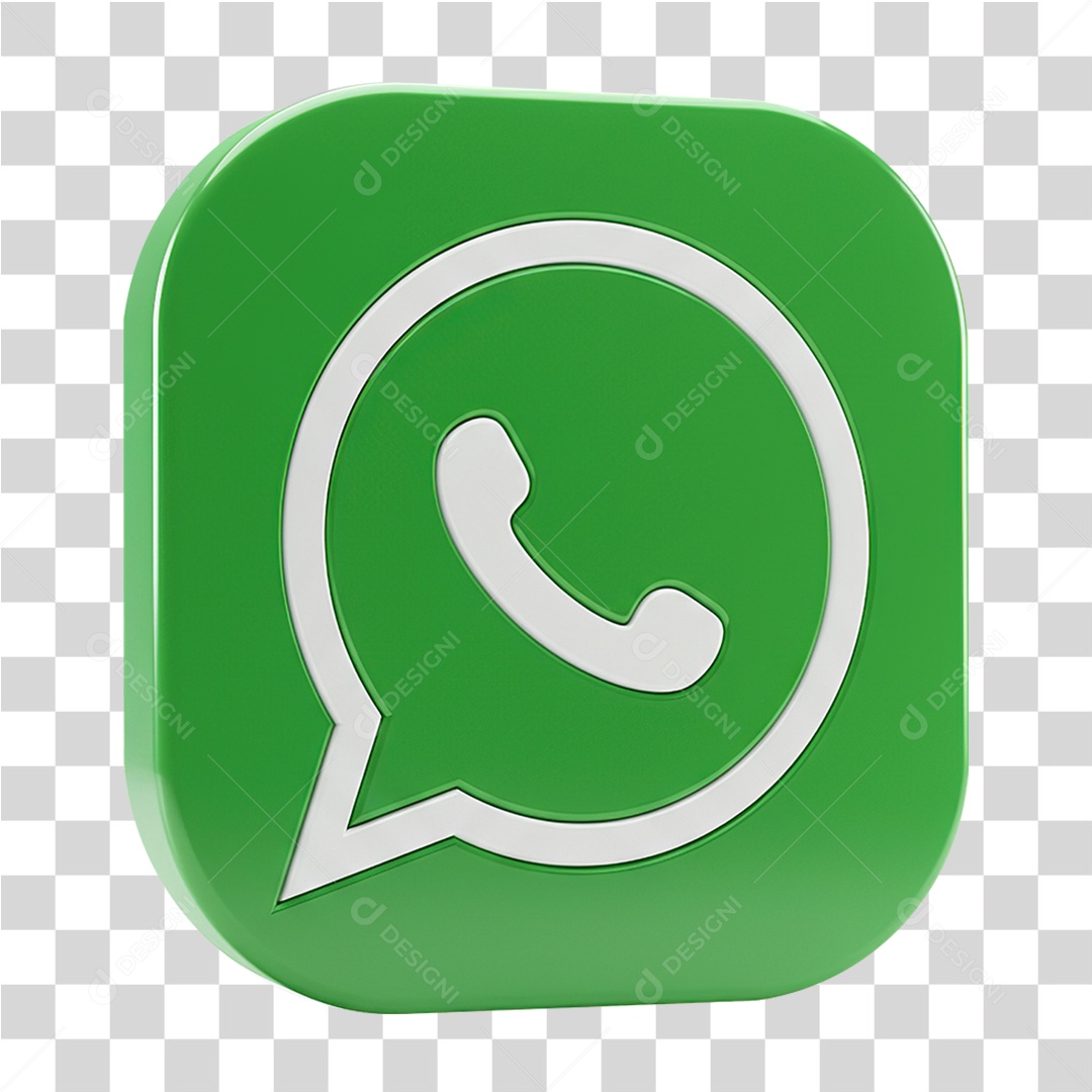 Ícone 3D Símbolo Whatzapp Rede Social PNG Transparente