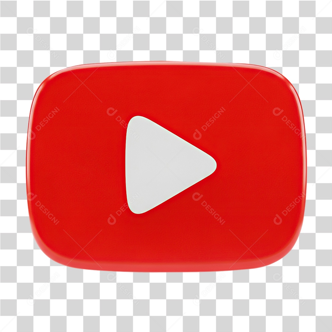 Ícone 3D Símbolo Youtube Rede Social PNG Transparente