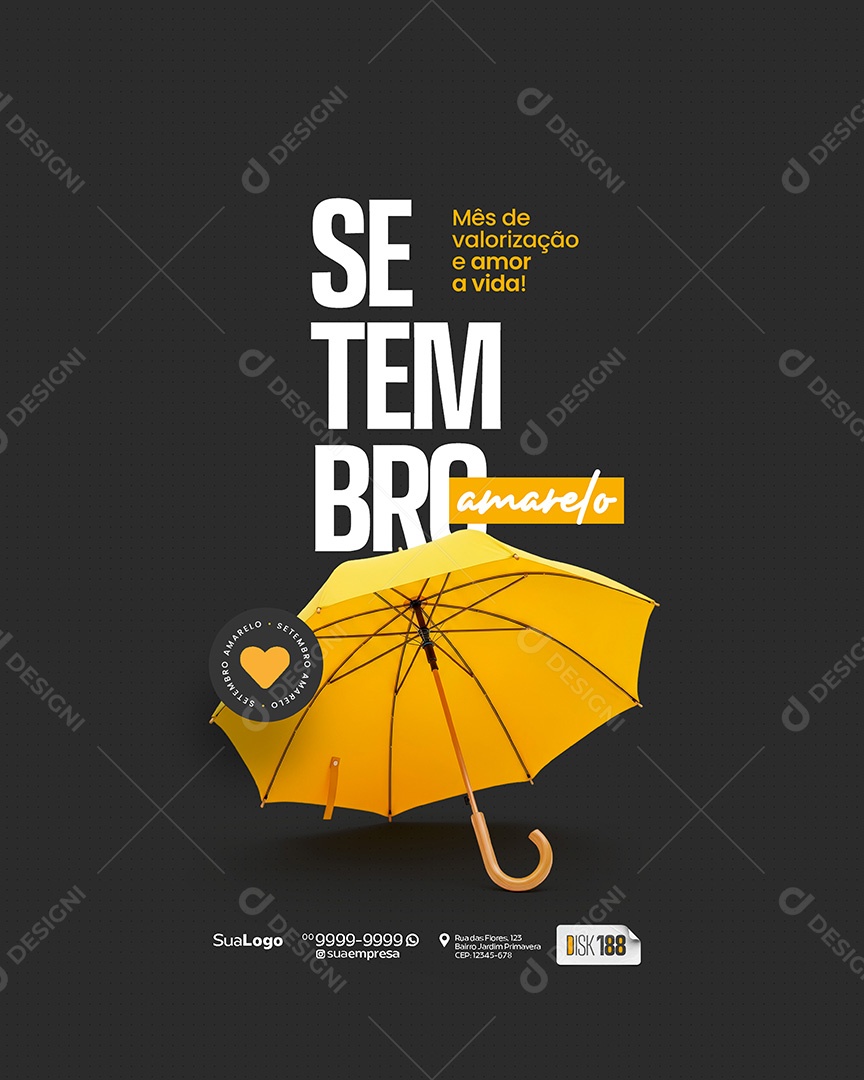 Setembro Amarelo Mês de Valorização Social Media PSD Editável