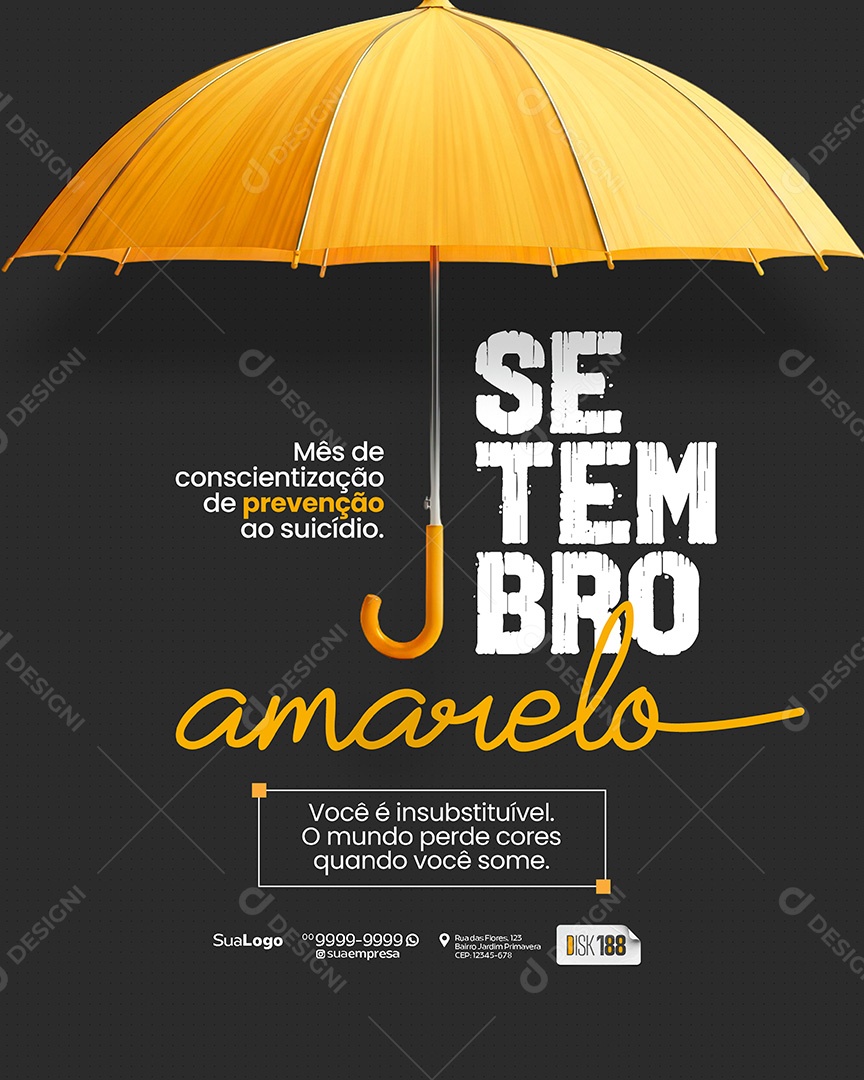 Setembro Amarelo Mês de Conscientização Social Media PSD Editável
