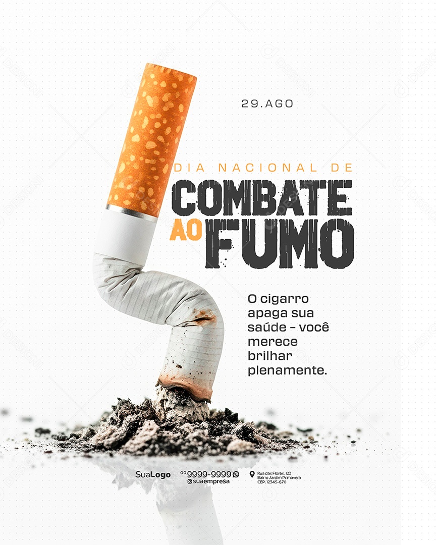 Dia Nacional de Combate ao Fumo 29 de Agosto Social Media PSD Editável