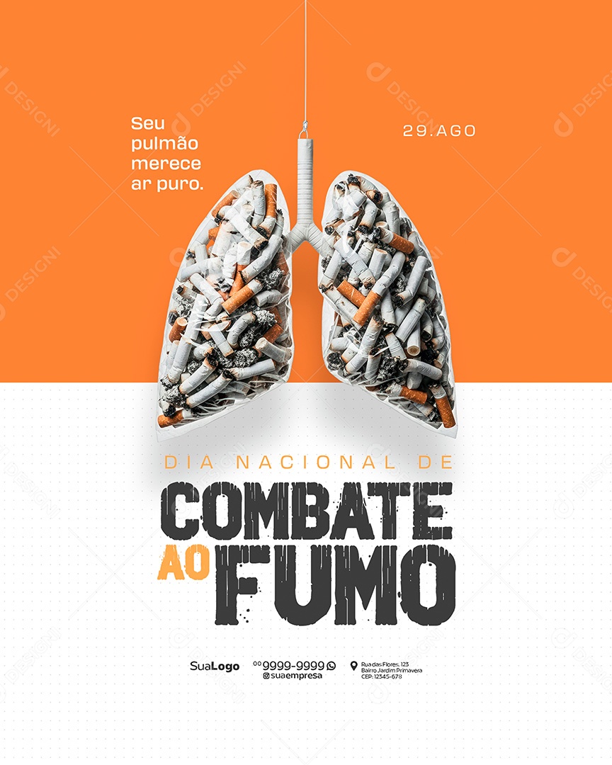 Dia Nacional de Combate ao Fumo 29 de Agosto Social Media PSD Editável
