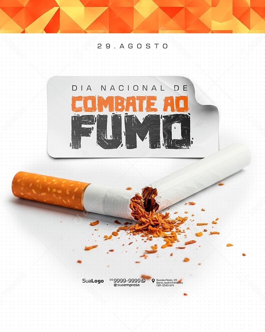 Dia Nacional de Combate ao Fumo 29 de Agosto Social Media PSD Editável