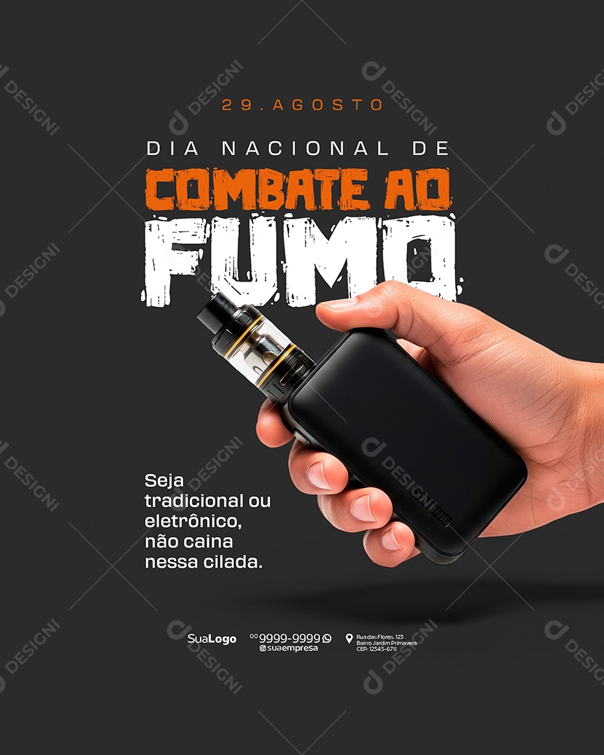 Dia Nacional de Combate ao Fumo 29 de Agosto Social Media PSD Editável