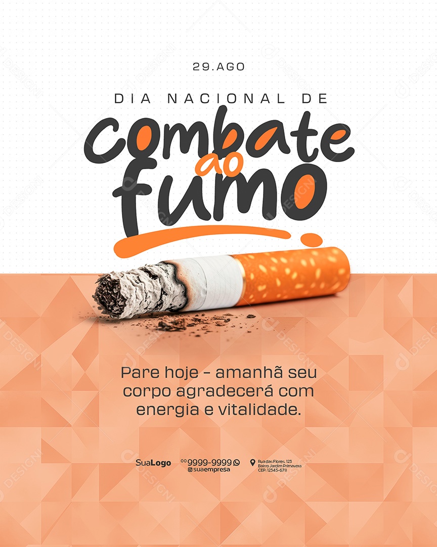 Dia Nacional de Combate ao Fumo 29 de Agosto Social Media PSD Editável