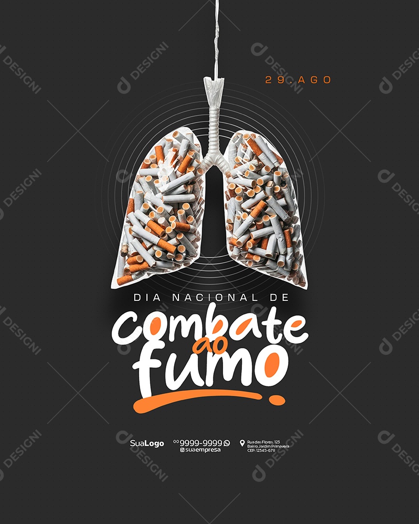 Dia Nacional de Combate ao Fumo 29 de Agosto Social Media PSD Editável
