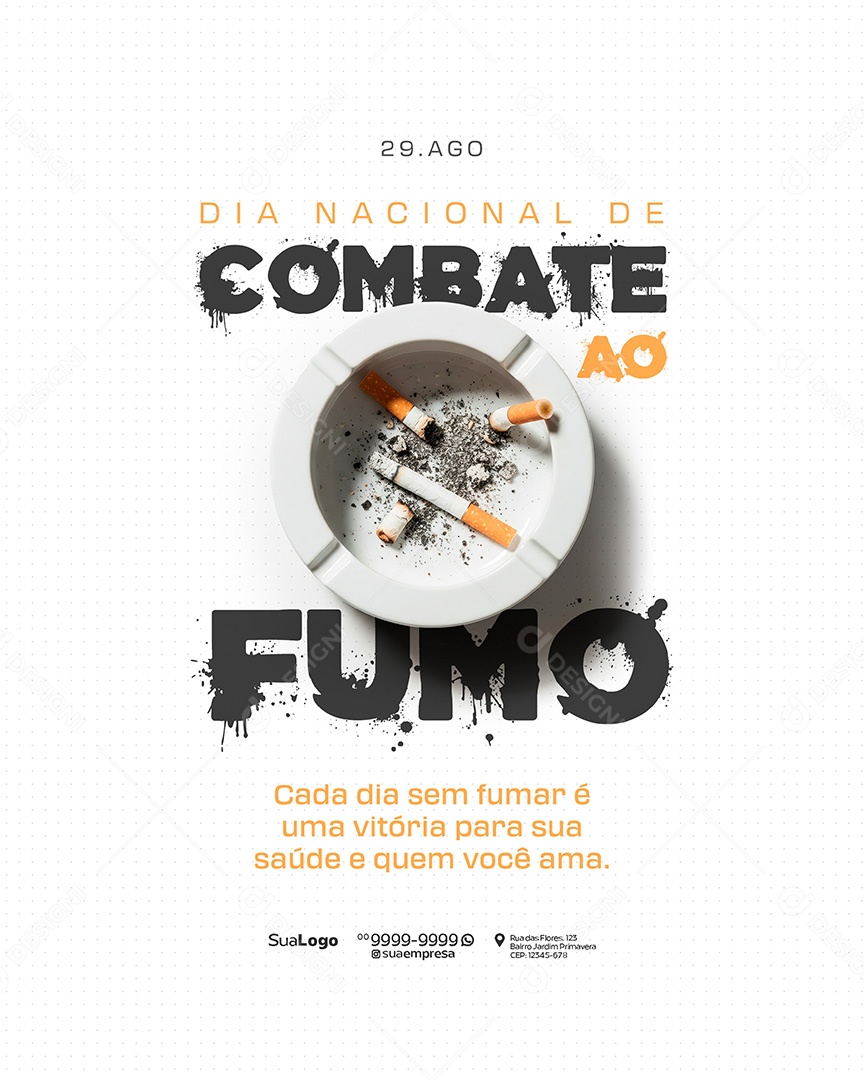 Dia Nacional de Combate ao Fumo 29 de Agosto Social Media PSD Editável