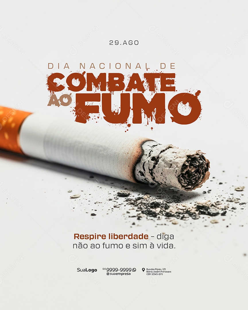 Dia Nacional de Combate ao Fumo 29 de Agosto Social Media PSD Editável