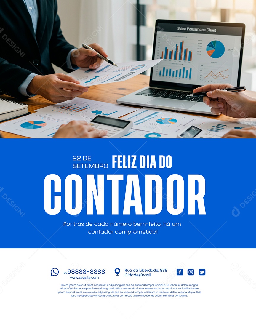 Feliz Dia do Contador 22 de Setembro Social Media PSD Editável