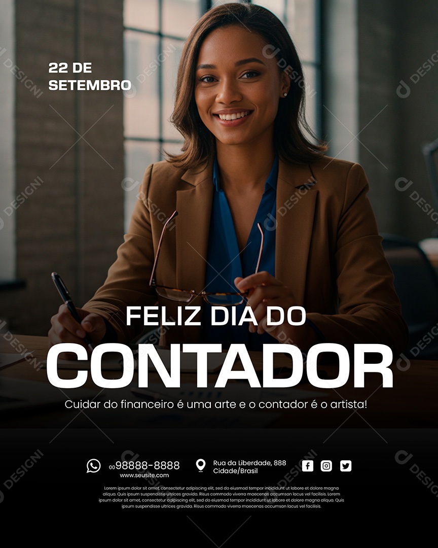 Feliz Dia do Contador 22 de Setembro Social Media PSD Editável
