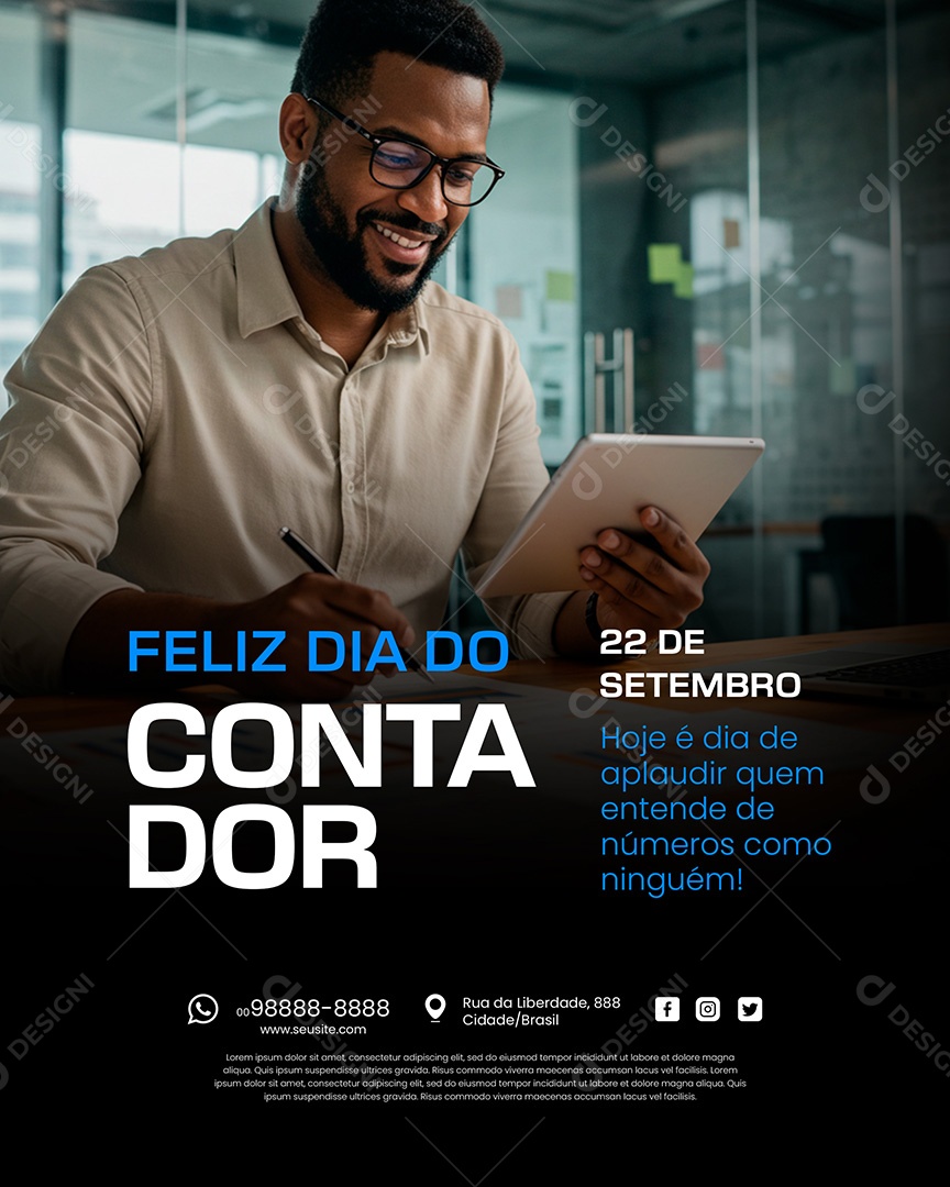 Feliz Dia do Contador 22 de Setembro Social Media PSD Editável