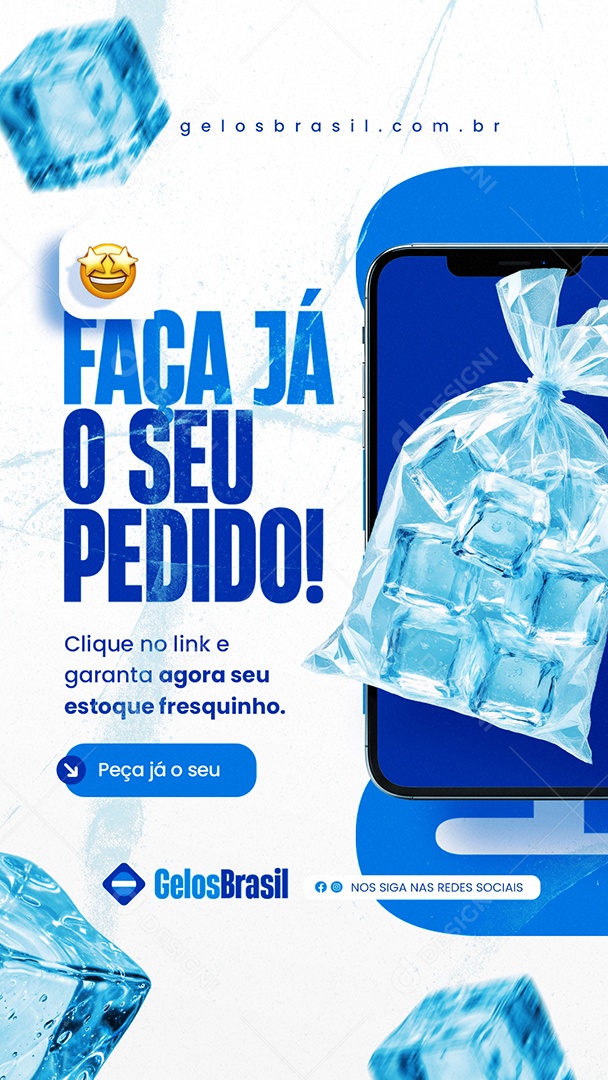 Story Loja de Gelo Faça Já o Seu Pedido Social Media PSD Editável