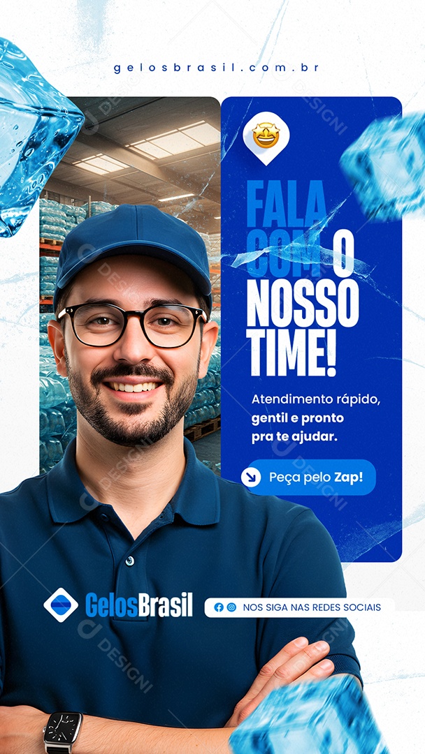 Story Loja de Gelo Fala com o Nosso Time Social Media PSD Editável