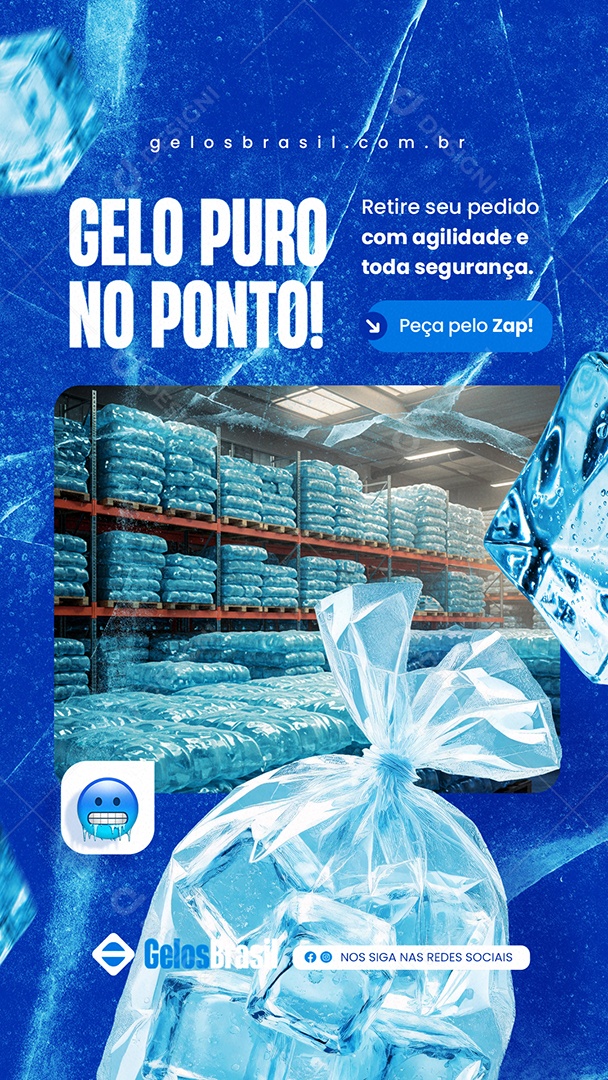 Story Loja de Gelo Puro no Ponto Social Media PSD Editável