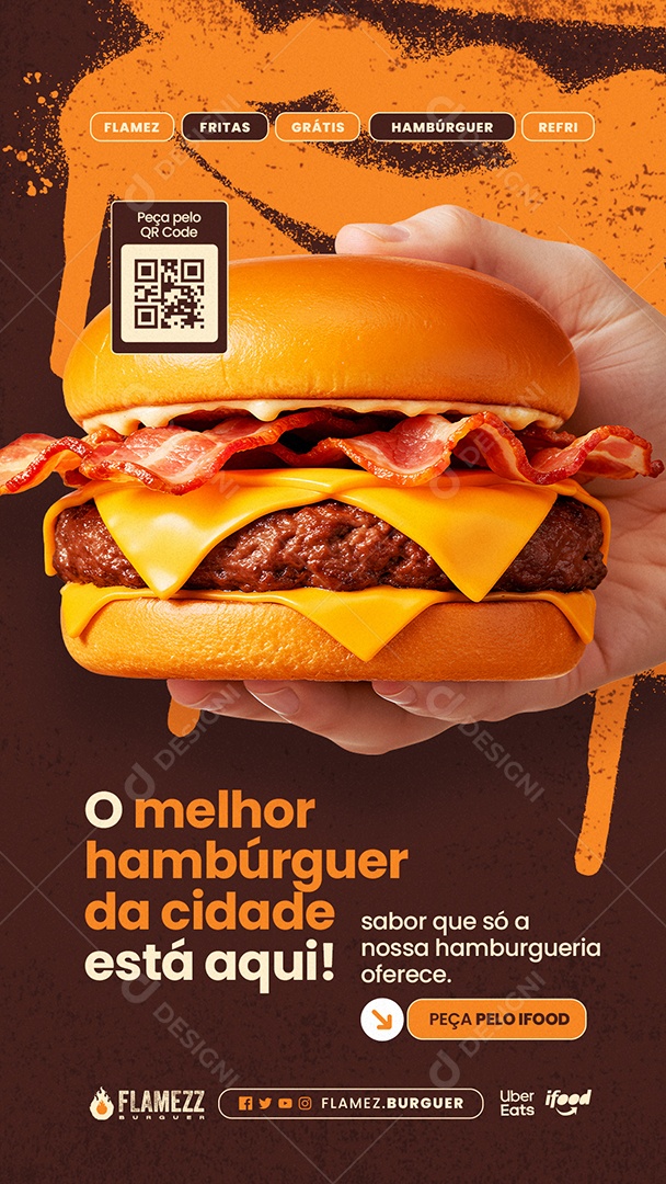 Story Hamburgueria O Melhor Hambúrguer da Cidade Está Aqui Social Media PSD Editável