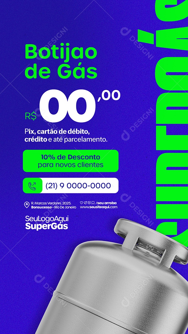 Story Distribuidor de Gás Botijão de Gás Social Media PSD Editável