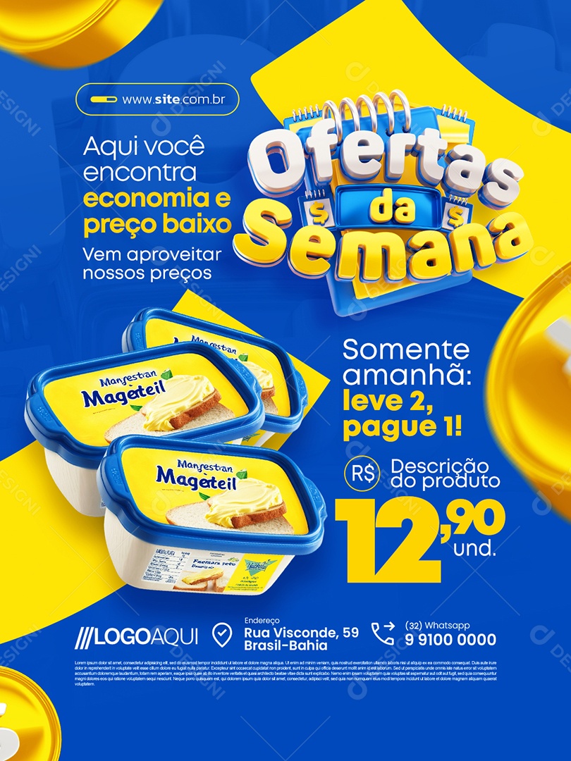 Supermercado Ofertas da Semana Economia e Preço Baixo Social Media PSD Editável