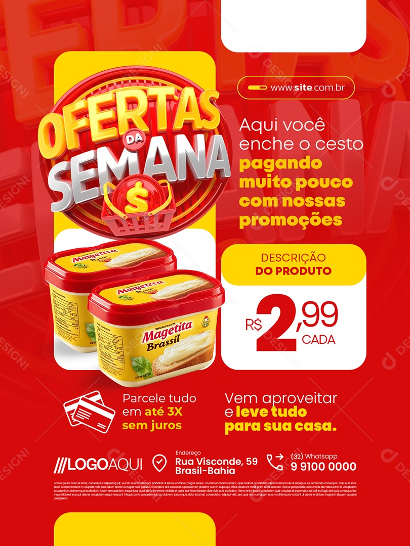 Supermercado Ofertas da Semana Margarina Parcele Tudo Social Media PSD Editável