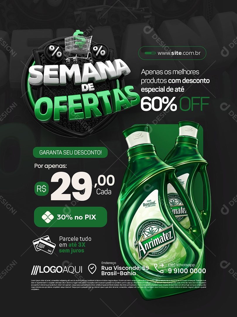 Supermercado Semana de Ofertas Produtos de Limpeza Social Media PSD Editável