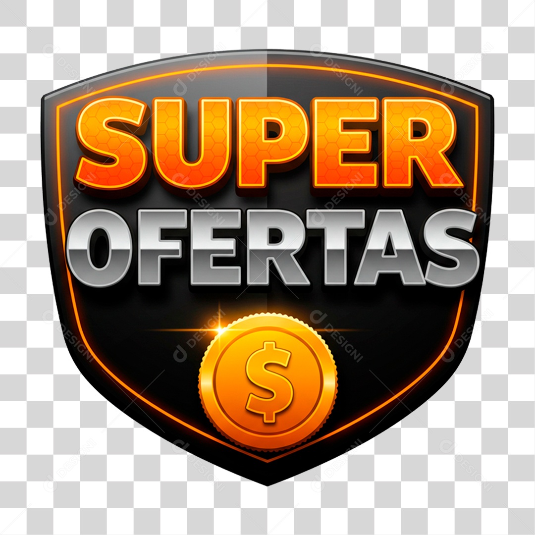 Selo 3D Super Oferta para Composição PNG Transparente