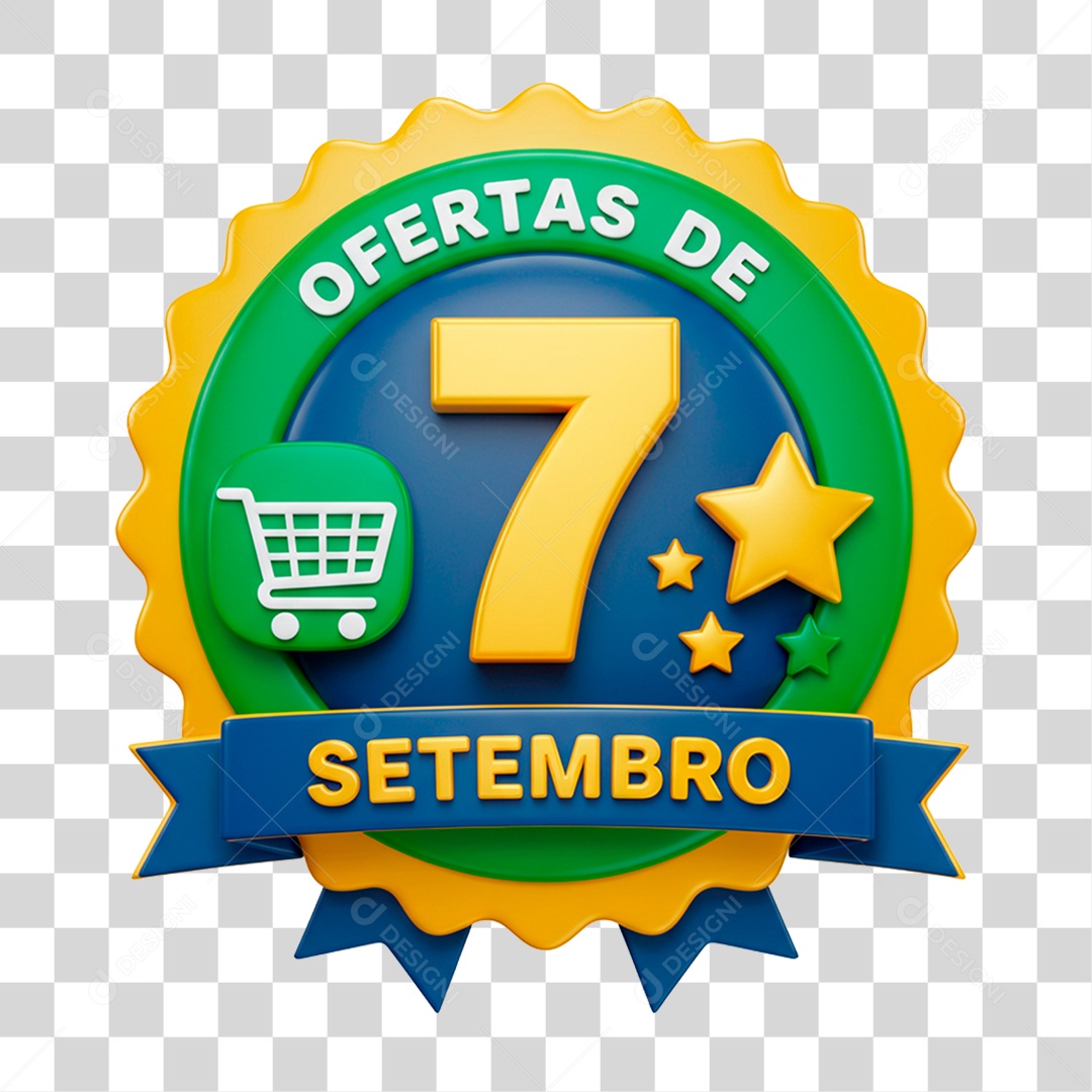 Selo 3D Ofertas de 7 Setembro PNG Transparente