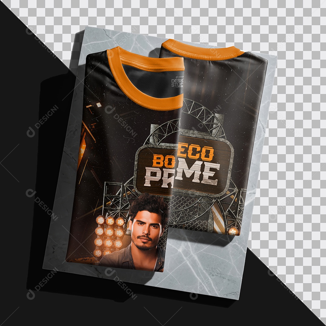 Mockup Frente e Verso de Camiseta Oversized Dobrada PSD Editável
