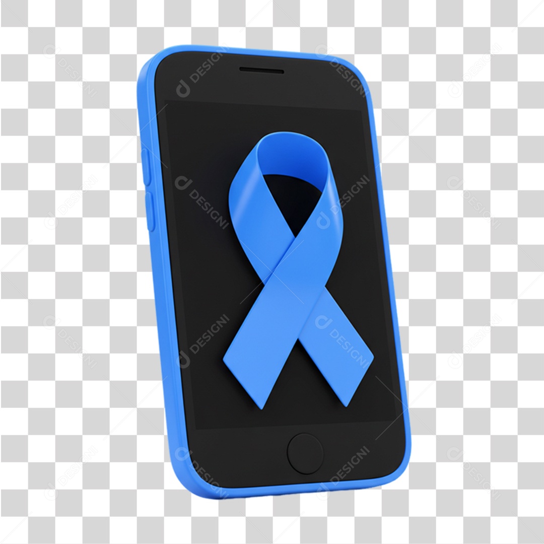 Telefone com Laço Azul Conscientização Novembro Azul PNG Transparente