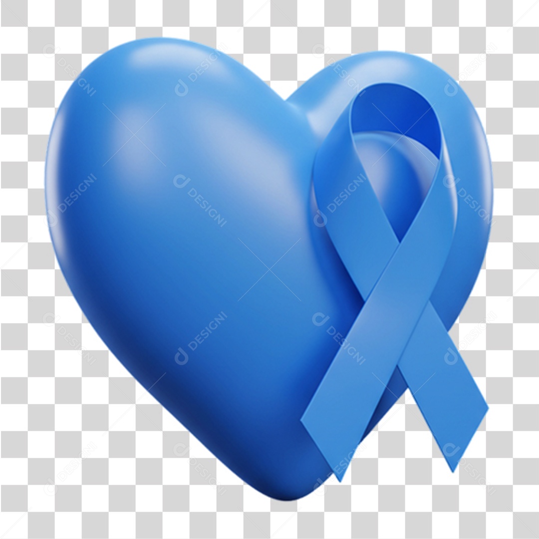 Coração Azul Campanha de Conscientização Novembro Azul PNG Transparente