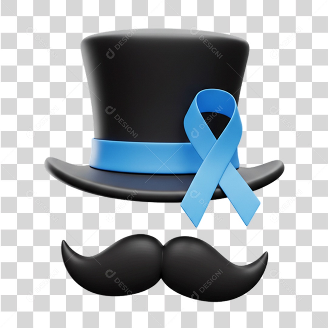 Chapéu com Laço Azul Conscientização Novembro Azul PNG Transparente