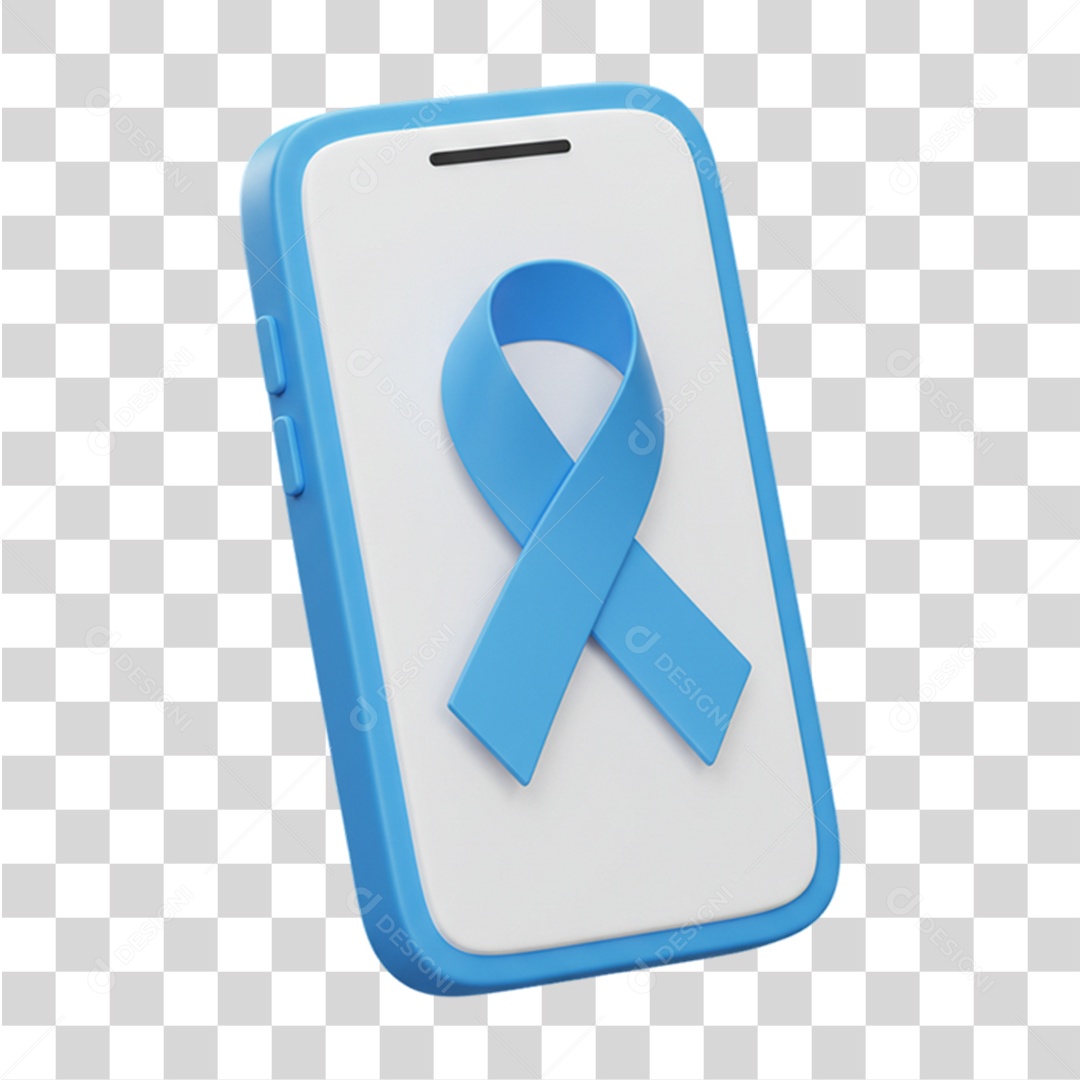 Telefone com Laço Azul Conscientização Novembro Azul PNG Transparente