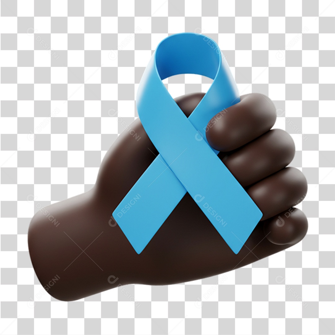 Ícone Mão com Laço Azul Conscientização Novembro Azul PNG Transparente