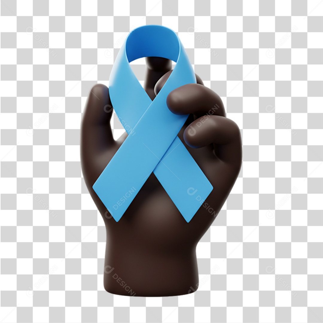 Ícone Mão com Laço Azul Conscientização Novembro Azul PNG Transparente