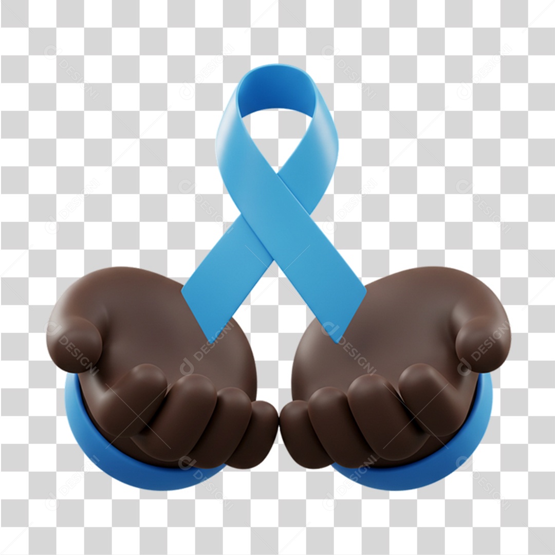 Ícone Mãos com Laço Azul Conscientização Novembro Azul PNG Transparente