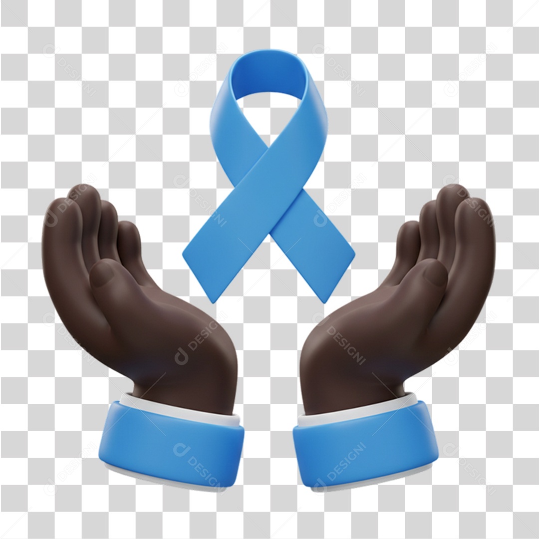 Ícone Mãos com Laço Azul Conscientização Novembro Azul PNG Transparente