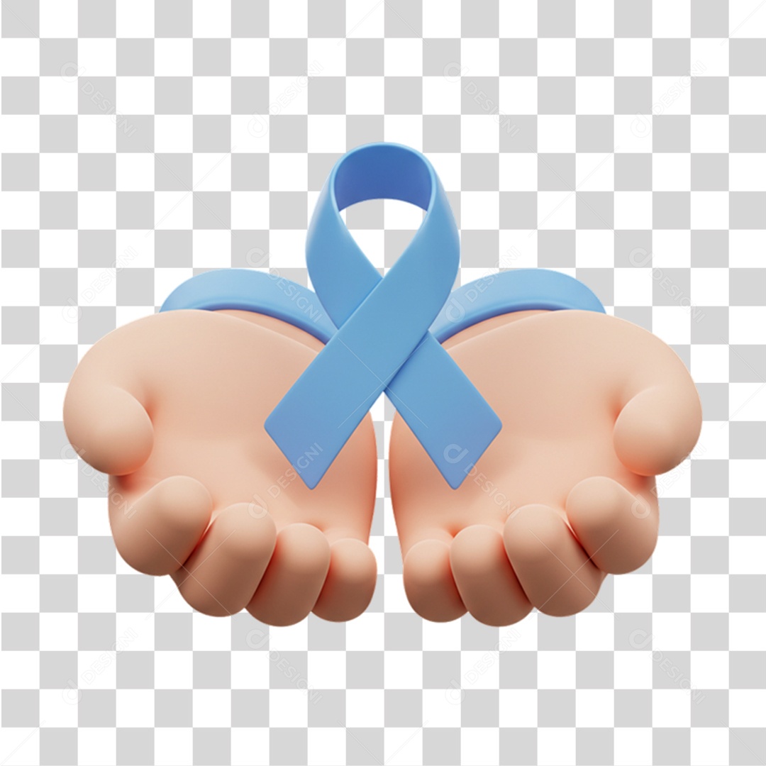 Ícone Mãos com Laço Azul Conscientização Novembro Azul PNG Transparente